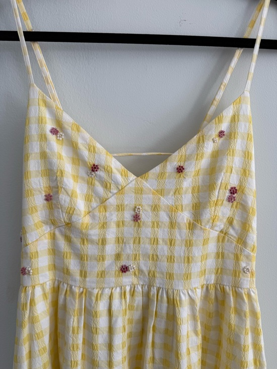 Zara Yellow Gingham Maxi Dress with Spaghetti Straps - Picture 5 of 5